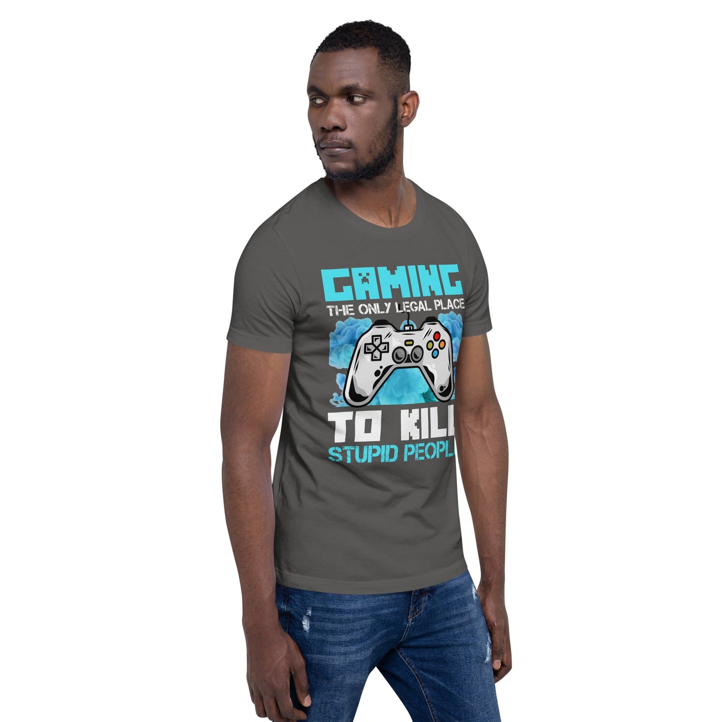 Gaming is the only Legal Place - Blue V Unisex t-shirt by DarkByteGear