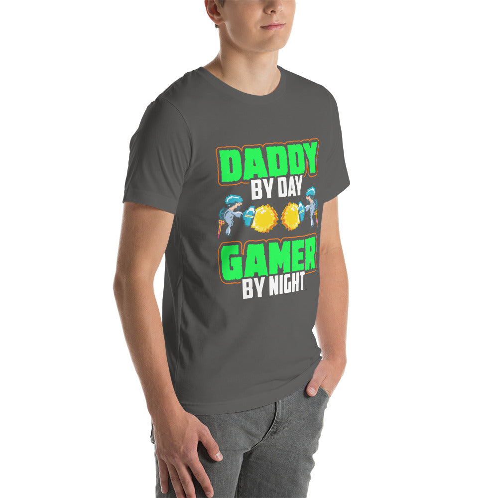 Daddy by Day, Gamer by Night Unisex t-shirt by DarkByteGear