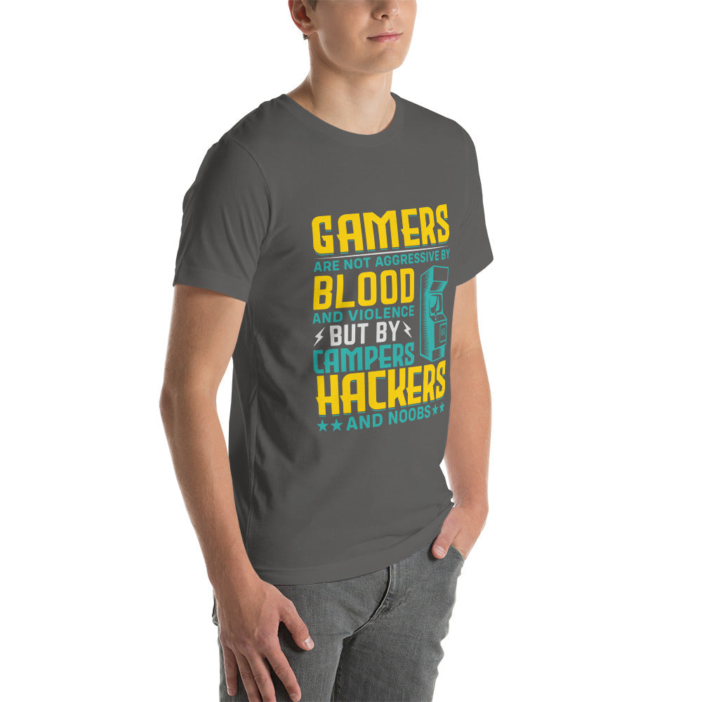 Gamers are not Aggressive by Blood and Violence ( rasel ) - Unisex t-shirt by DarkByteGear