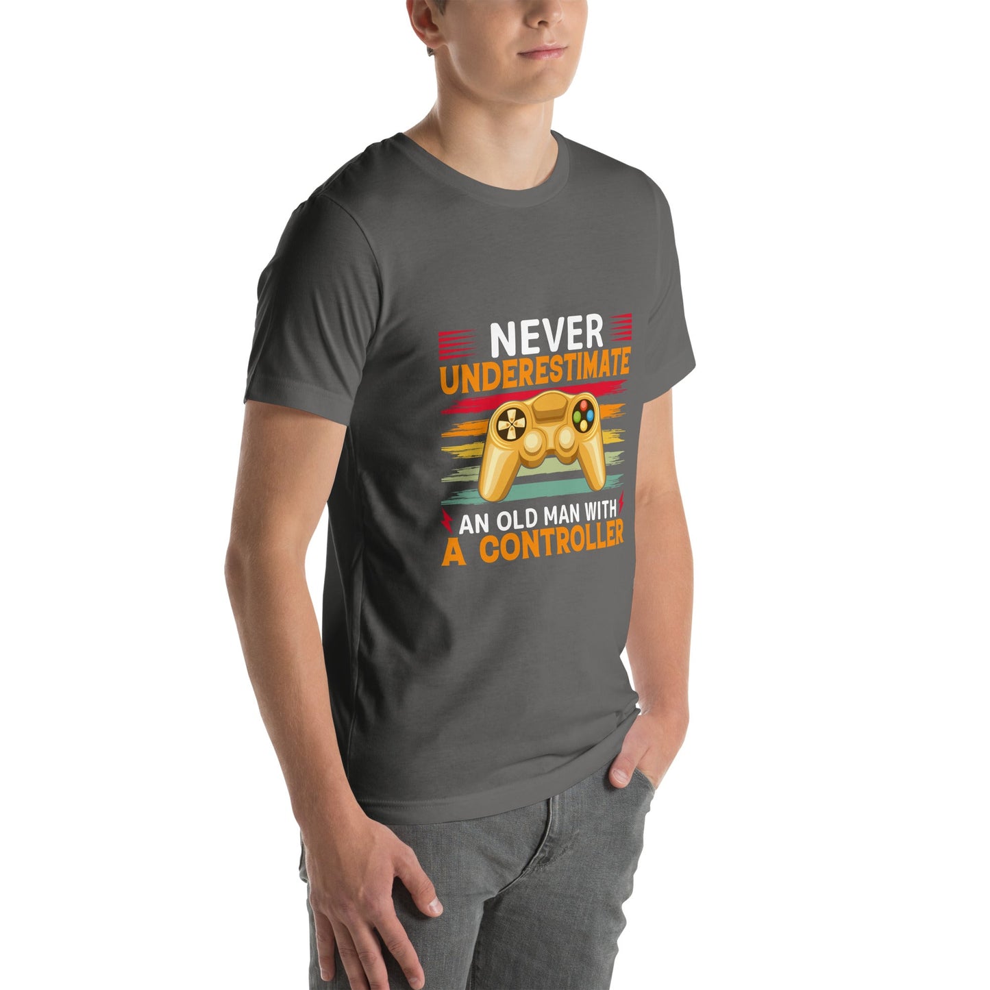 Never Underestimate an old man with a controller - Unisex t-shirt by DarkByteGear