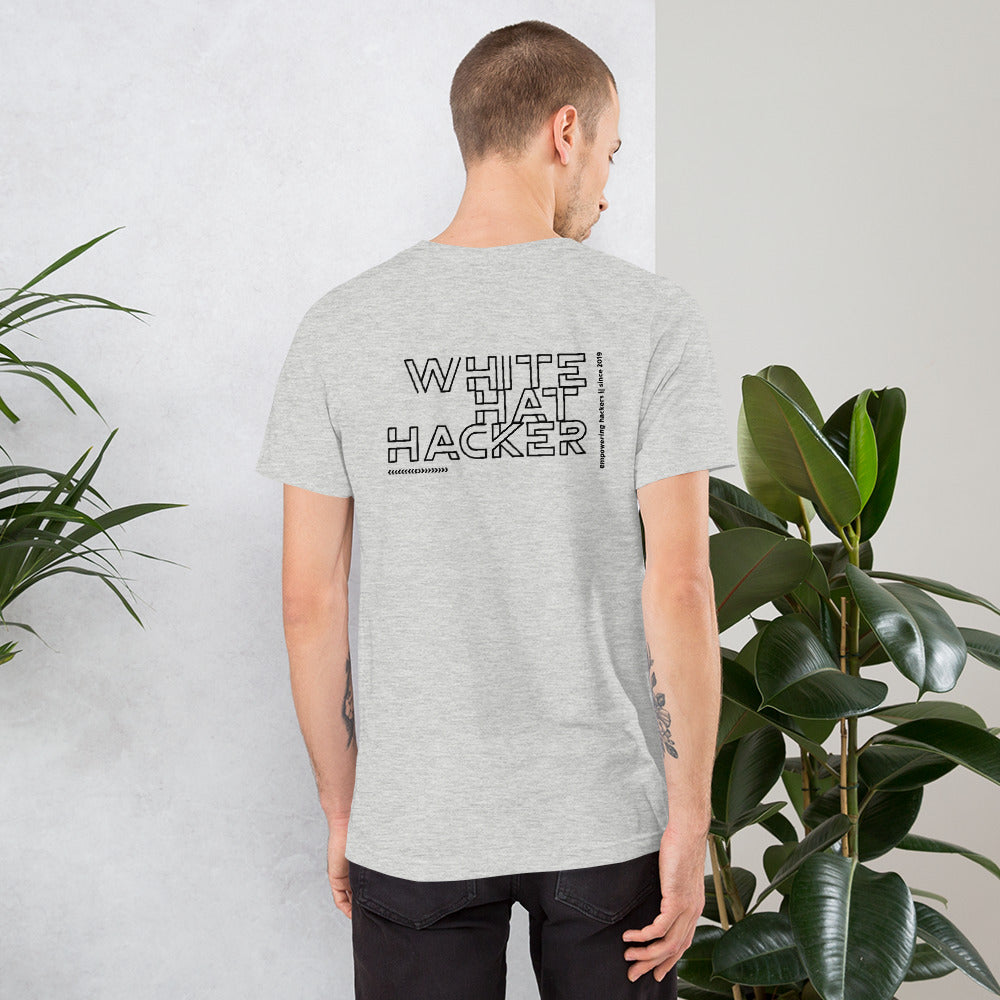 White Hat Hacker - Short-Sleeve Unisex T-Shirt (back print) by DarkByteGear