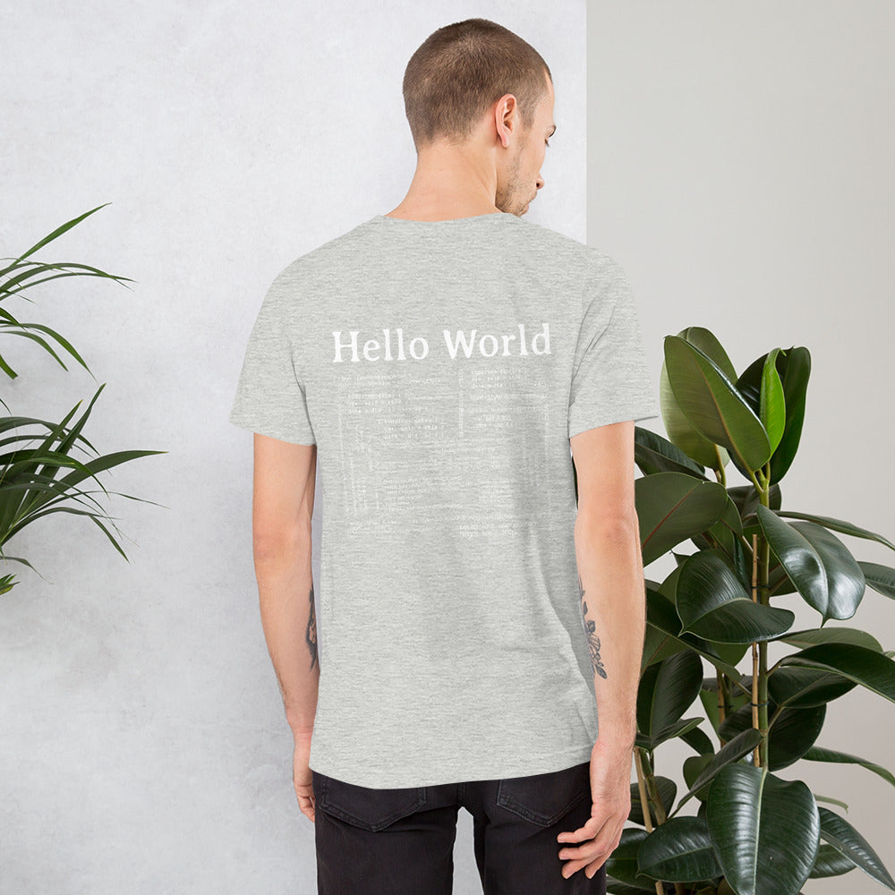 Hello world - Unisex t-shirt (back print) by DarkByteGear