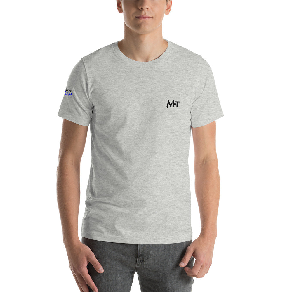 Cybersecurity Blue Team v4 - Short-sleeve unisex t-shirt (back print) by DarkByteGear