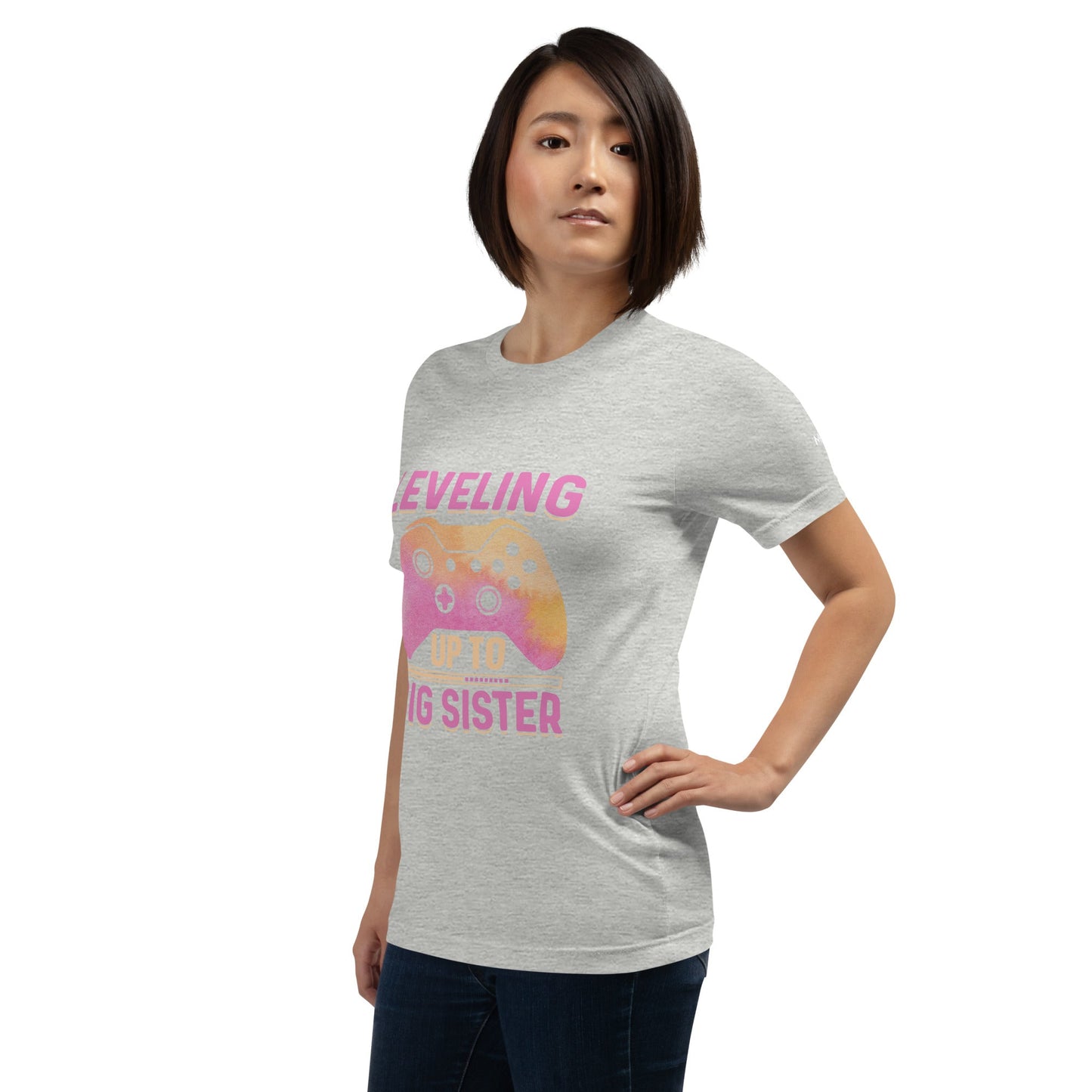 Levelling up to Big Sister for light color - Unisex t-shirt by DarkByteGear