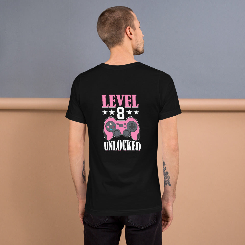 Level 8 Unlocked - Unisex t-shirt ( Back Print ) by DarkByteGear