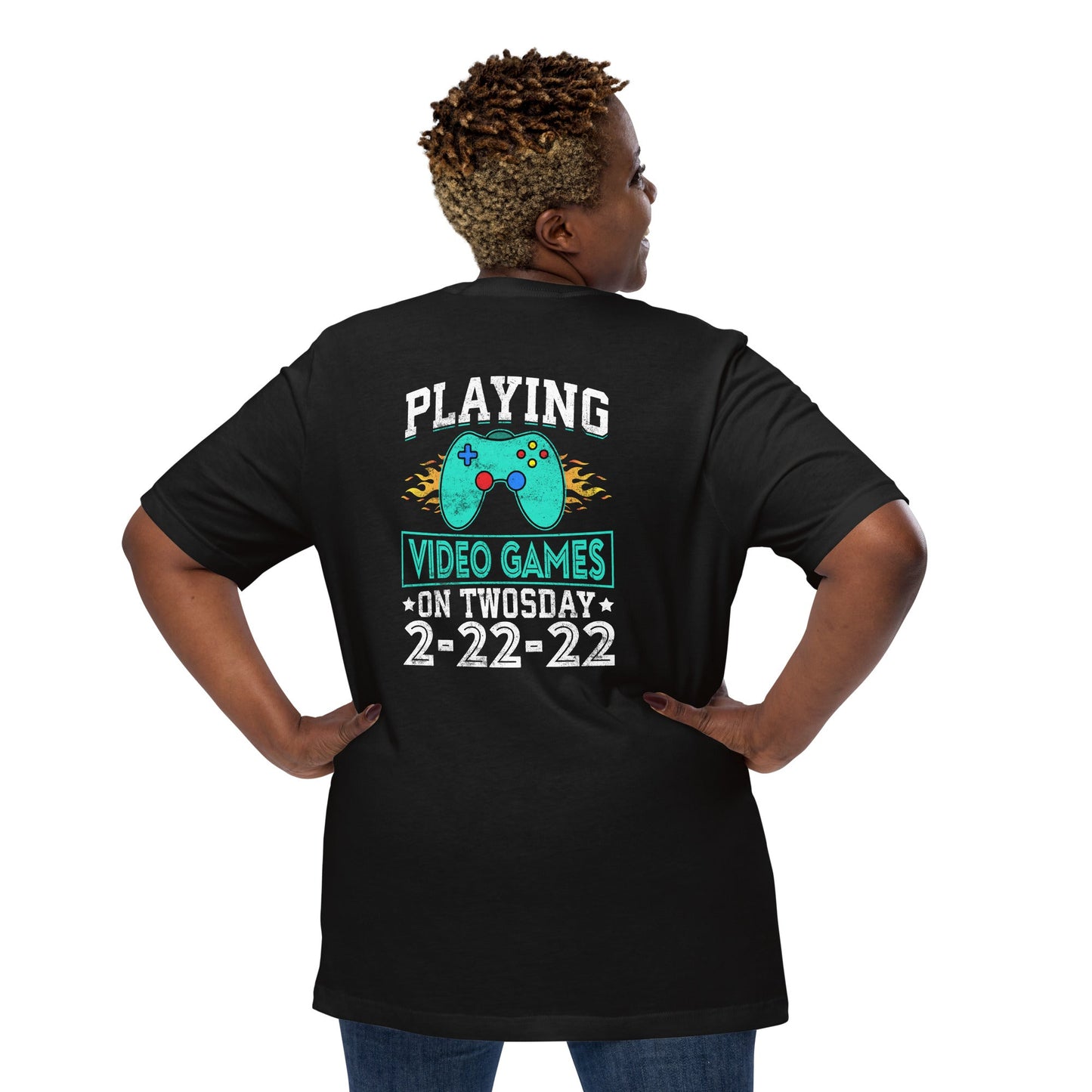 Playing Videogames on Twosday - Unisex t-shirt by DarkByteGear