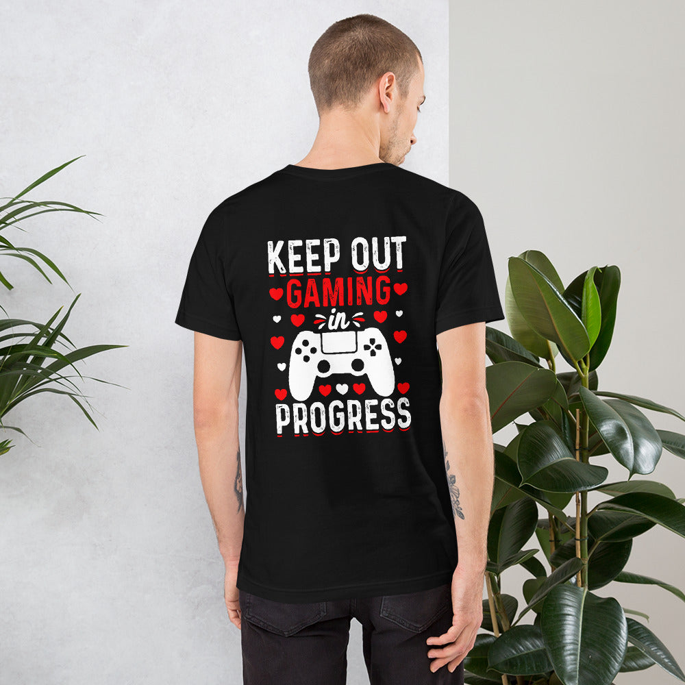 Keep out Gaming in Progress Unisex t-shirt ( Back Print ) by DarkByteGear