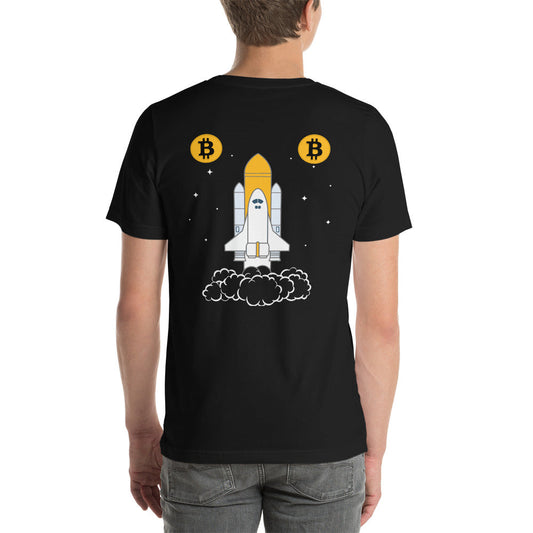Bitcoin Spaceship Unisex t-shirt ( Back Print ) by DarkByteGear