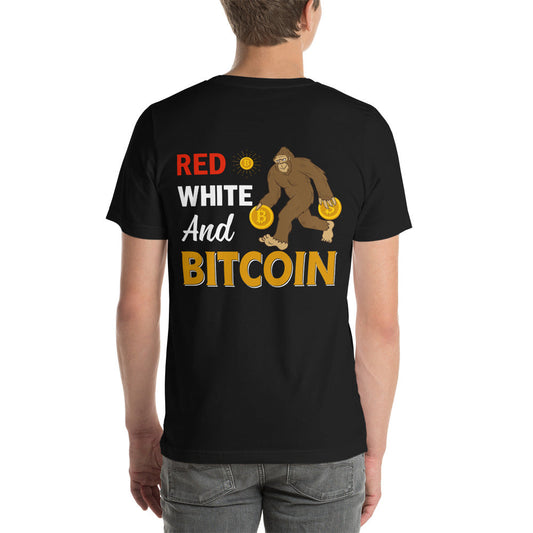 Red, White and Bitcoin - Unisex t-shirt ( Back Print ) by DarkByteGear