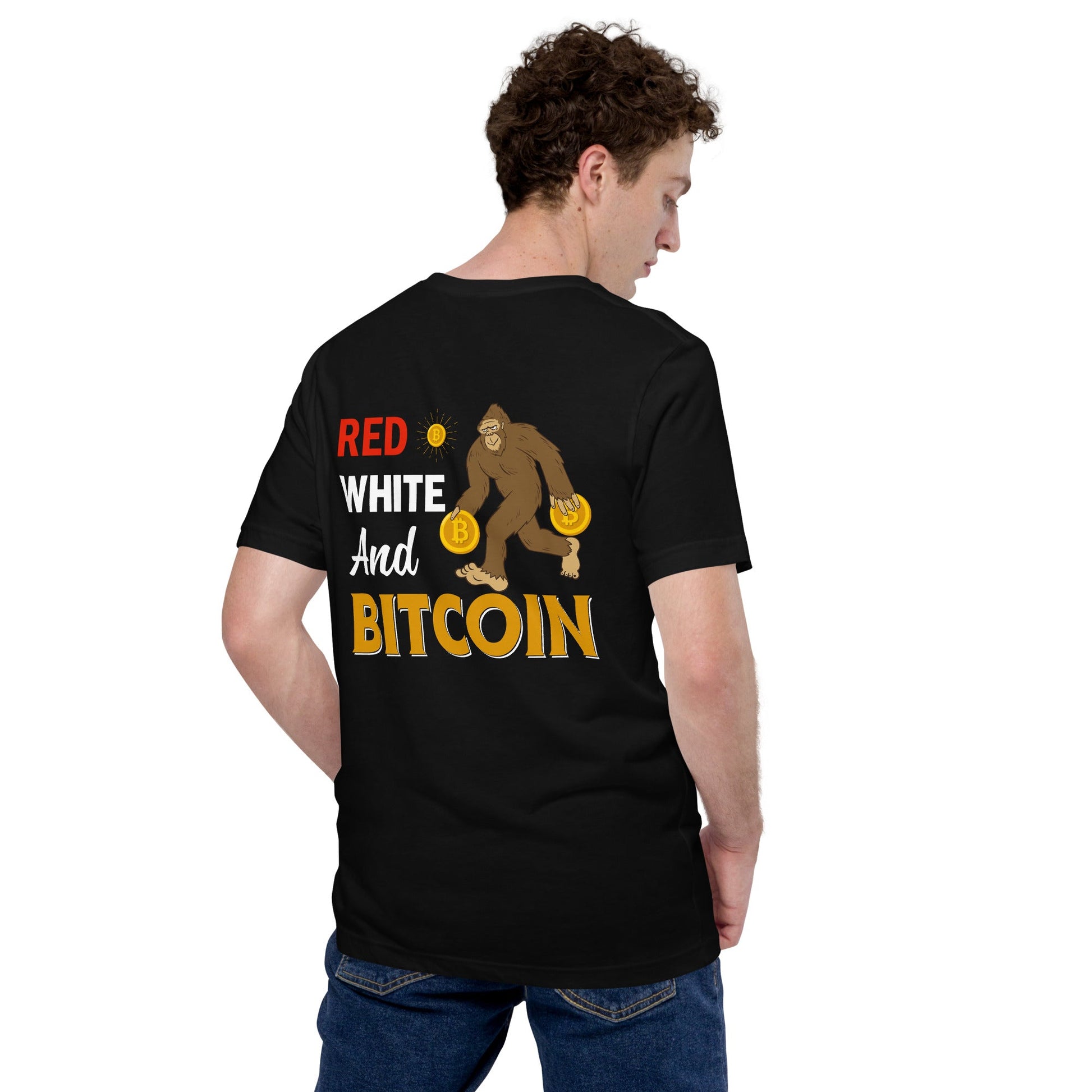 Red, White and Bitcoin - Unisex t-shirt ( Back Print ) by DarkByteGear