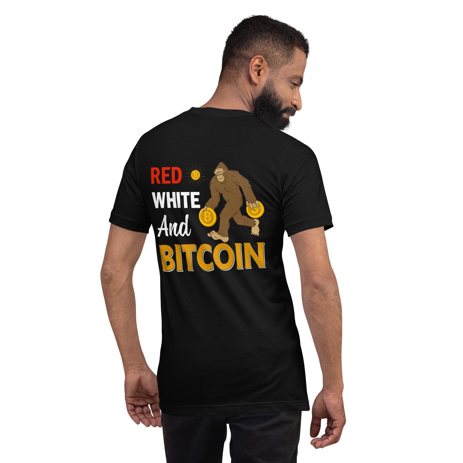 Red, White and Bitcoin - Unisex t-shirt ( Back Print ) by DarkByteGear