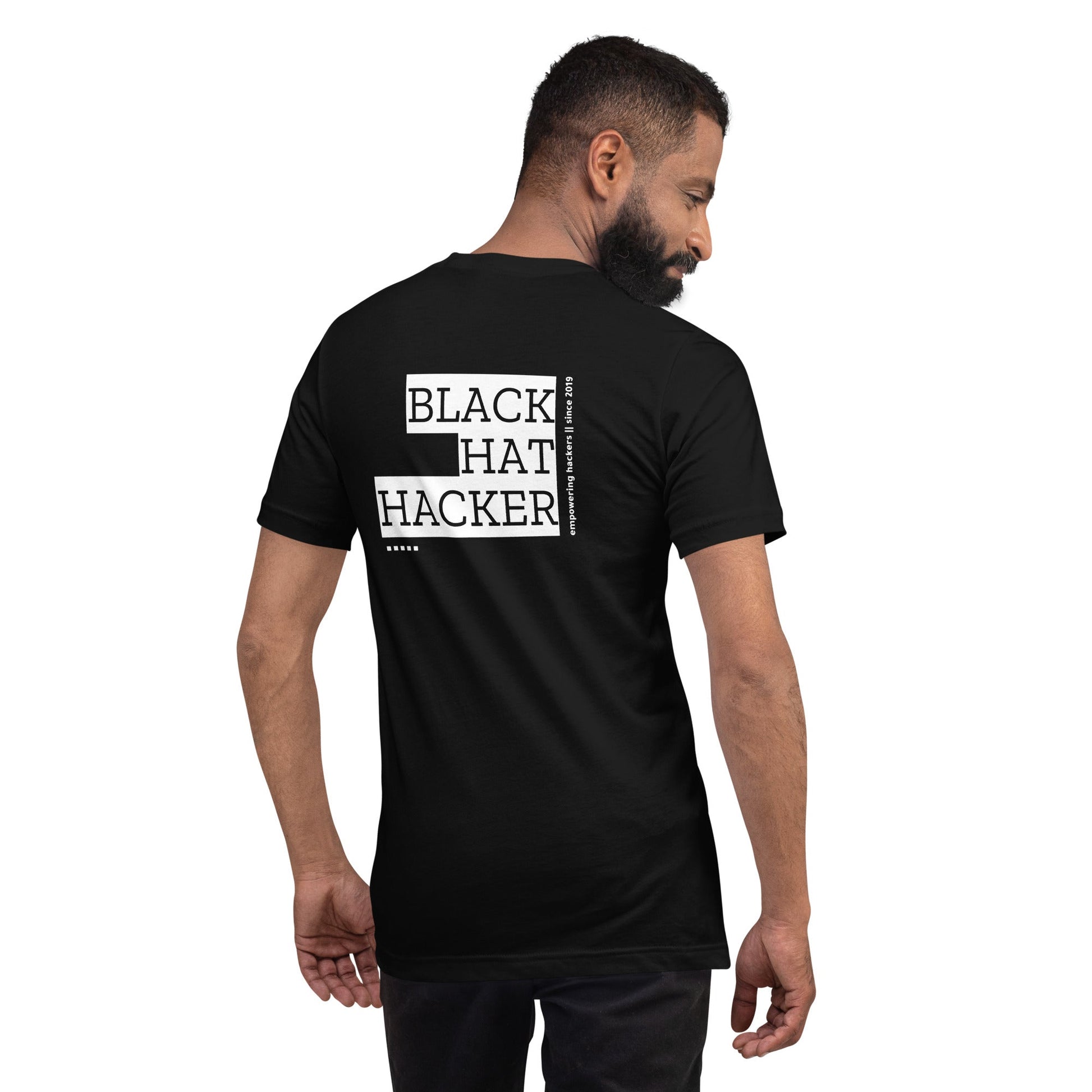 Black Hat Hacker V9 Unisex t-shirt ( Back Print ) by DarkByteGear