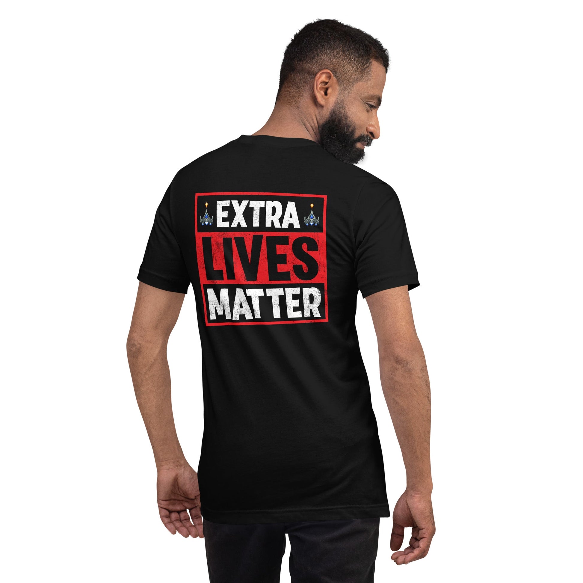 Extra Lives Matter Unisex t-shirt ( Back Print ) by DarkByteGear