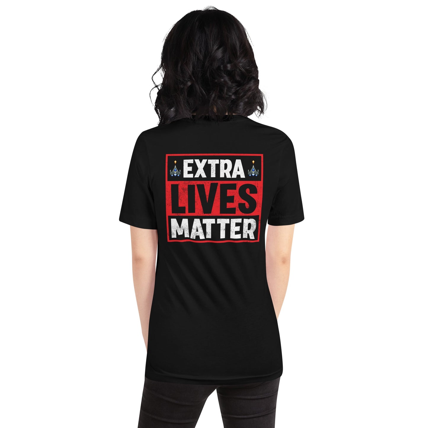 Extra Lives Matter Unisex t-shirt ( Back Print ) by DarkByteGear
