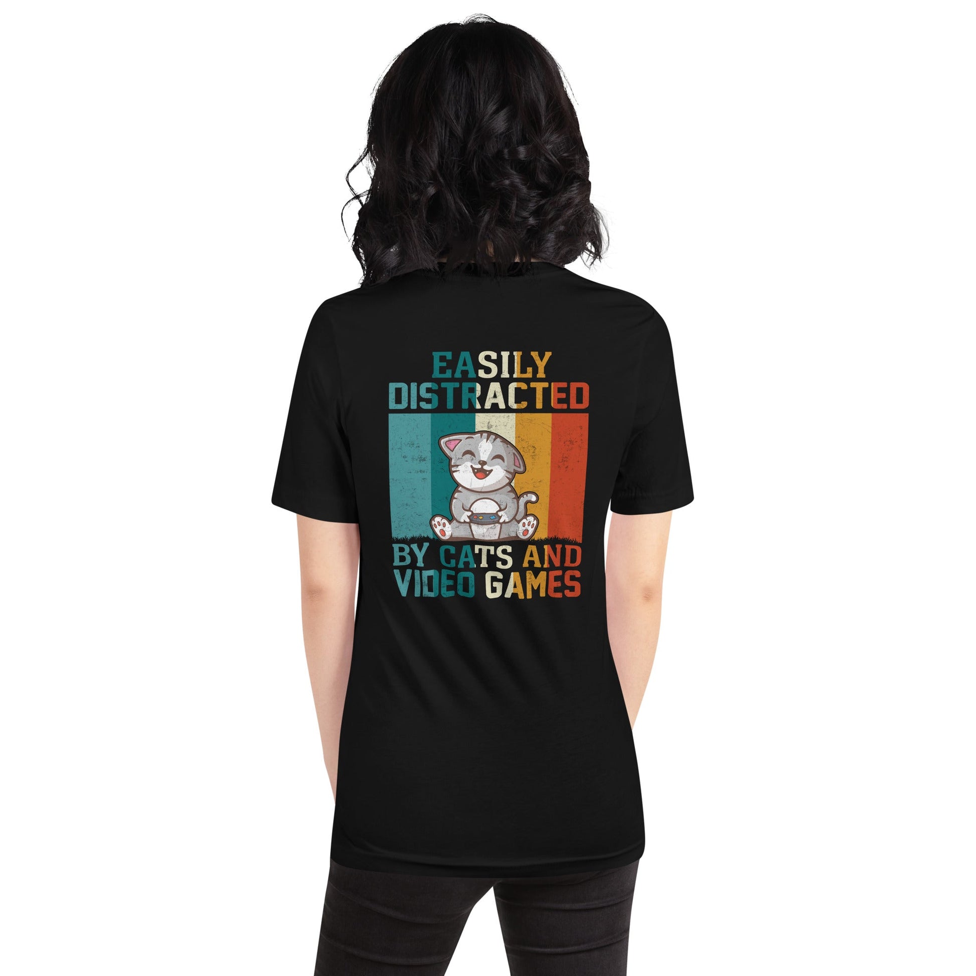 Easily Distracted by Cats and Video Games Unisex t-shirt by DarkByteGear