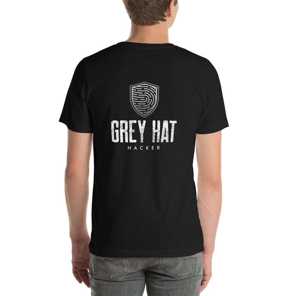 Grey Hat Hacker V4 - Unisex t-shirt ( Back Print ) by DarkByteGear