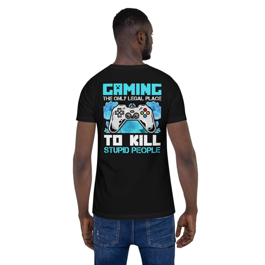 Gaming is the only Legal Place - Blue V ( Back Print ) by DarkByteGear