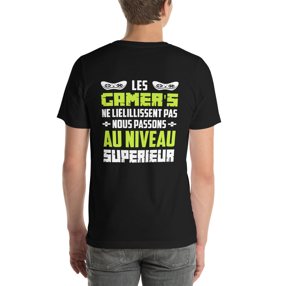 Les Gamer's Au Niveau Unisex t-shirt ( Back Print ) by DarkByteGear