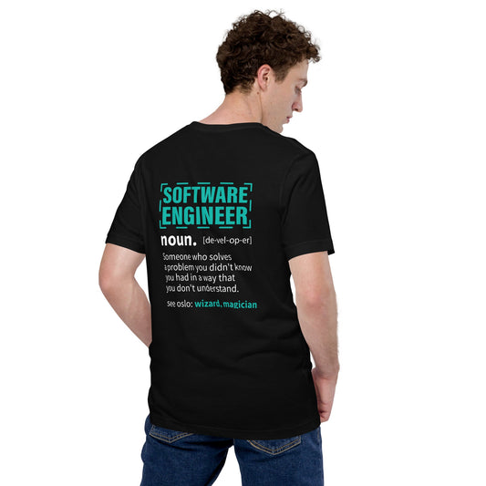 Software Engineer Def : Blue Unisex t-shirt ( Back Print ) by DarkByteGear