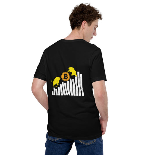 Bull Bear Bitcoin Statistic - Unisex t-shirt ( Back Print ) by DarkByteGear