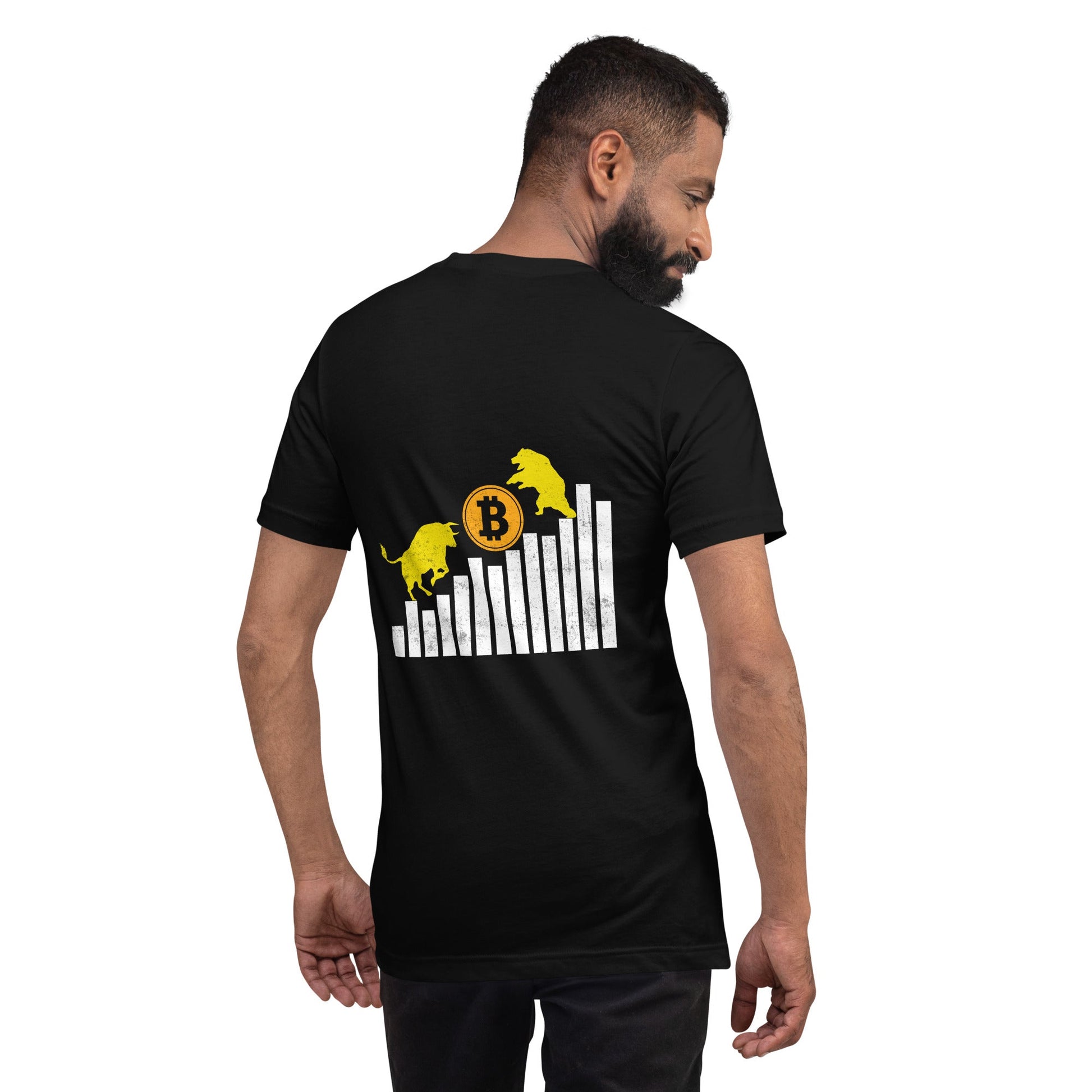 Bull Bear Bitcoin Statistic - Unisex t-shirt ( Back Print ) by DarkByteGear