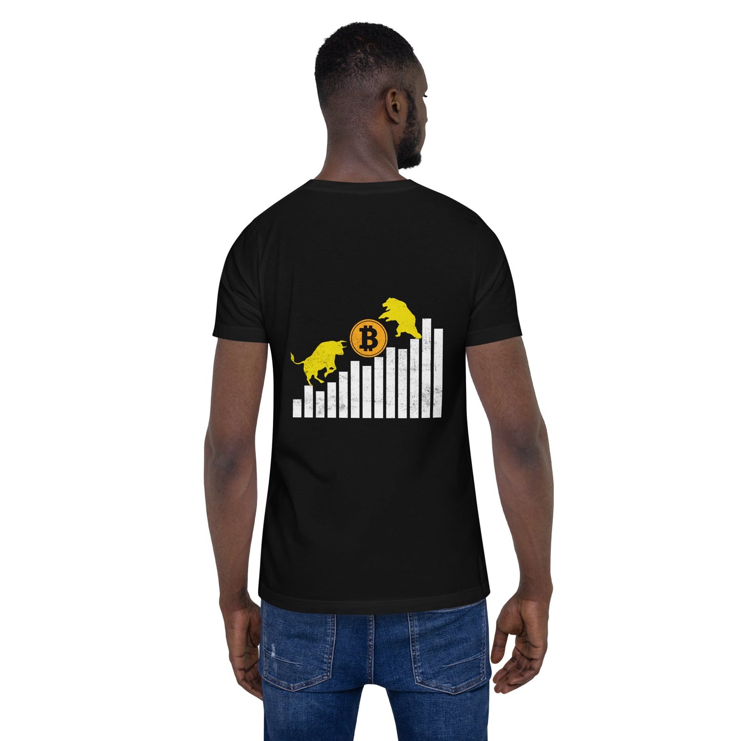 Bull Bear Bitcoin Statistic - Unisex t-shirt ( Back Print ) by DarkByteGear