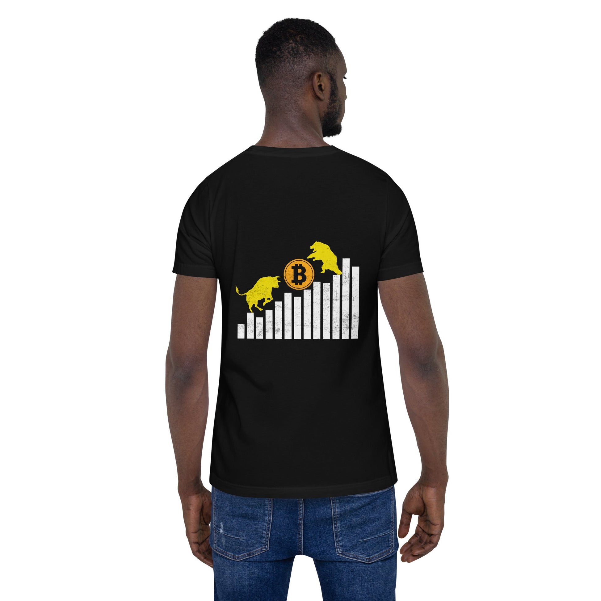 Bull Bear Bitcoin Statistic - Unisex t-shirt ( Back Print ) by DarkByteGear