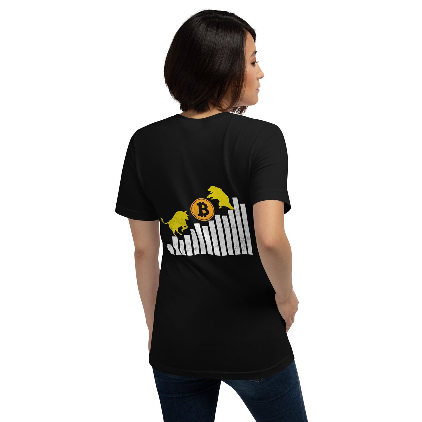 Bull Bear Bitcoin Statistic - Unisex t-shirt ( Back Print ) by DarkByteGear