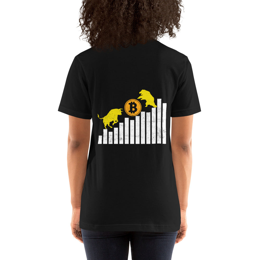 Bull Bear Bitcoin Statistic - Unisex t-shirt ( Back Print ) by DarkByteGear