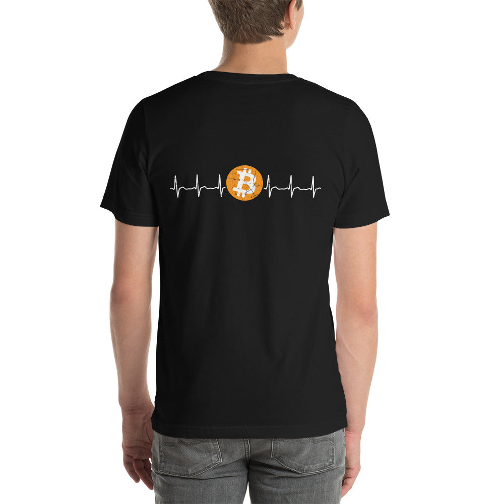 Bitcoin Heartbeat - Unisex t-shirt ( Back Print ) by DarkByteGear