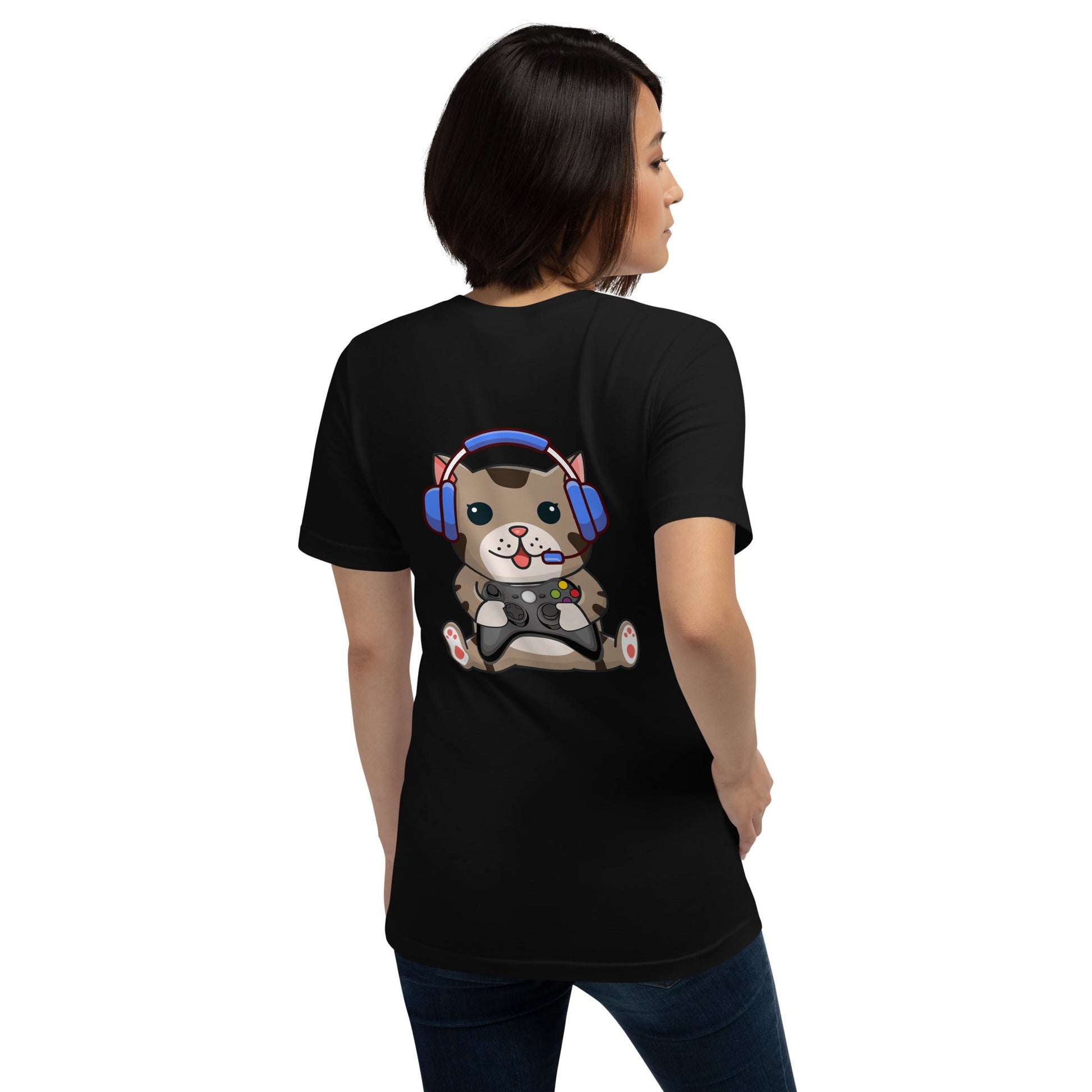 Gamer Cat - Unisex t-shirt ( Back Print ) by DarkByteGear
