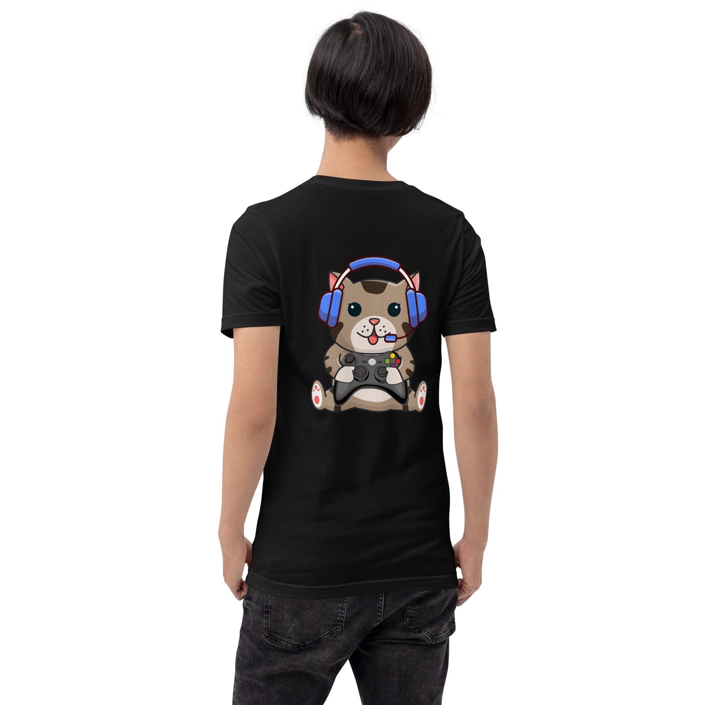 Gamer Cat - Unisex t-shirt ( Back Print ) by DarkByteGear