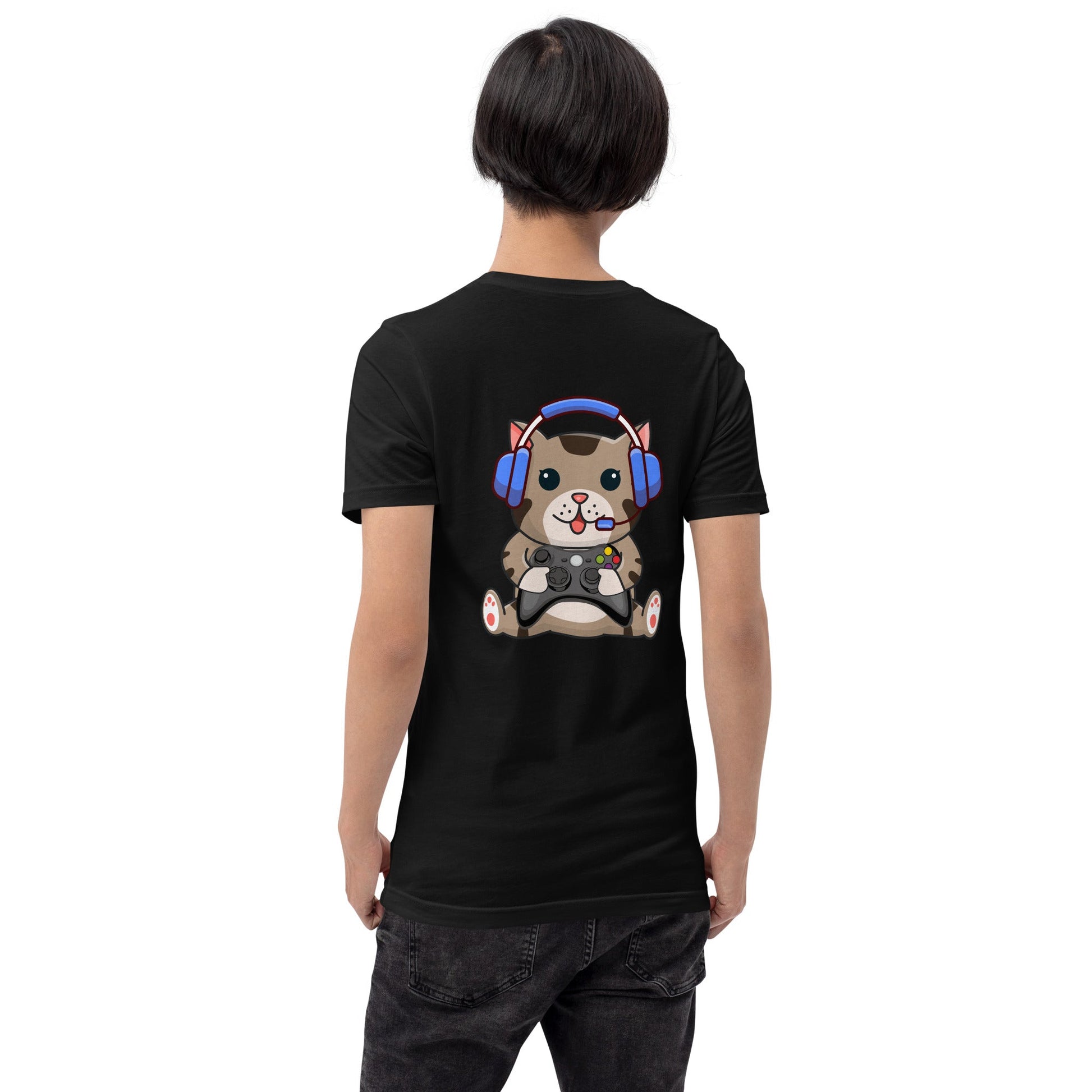 Gamer Cat - Unisex t-shirt ( Back Print ) by DarkByteGear