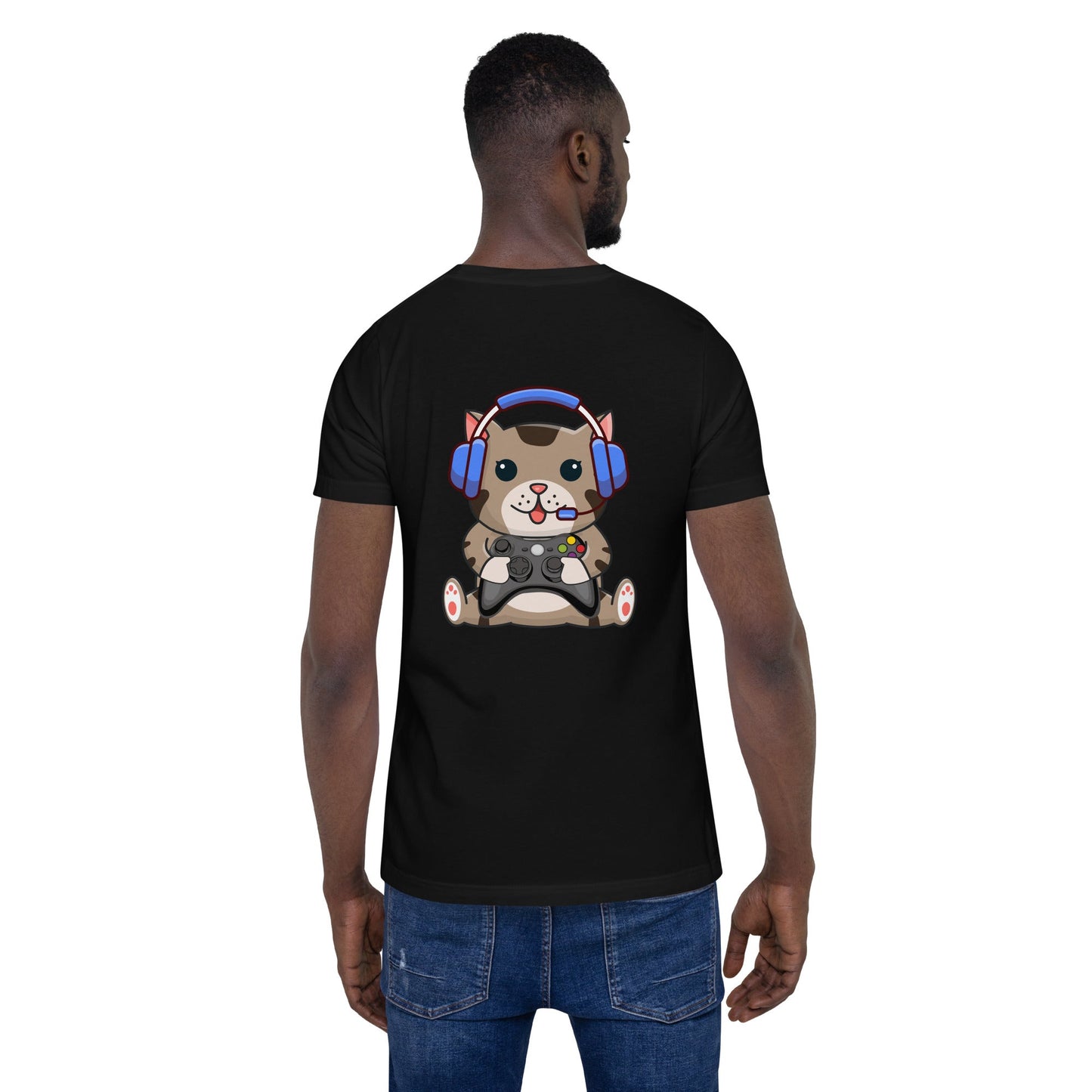 Gamer Cat - Unisex t-shirt ( Back Print ) by DarkByteGear