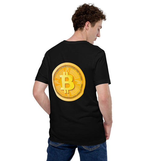 Bitcoin Medal - Unisex t-shirt ( Back Print ) by DarkByteGear