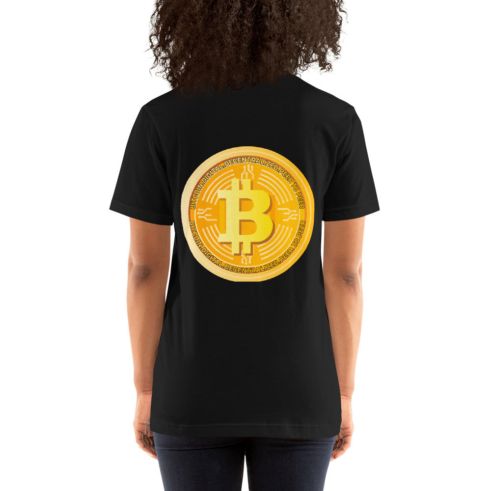 Bitcoin Medal - Unisex t-shirt ( Back Print ) by DarkByteGear
