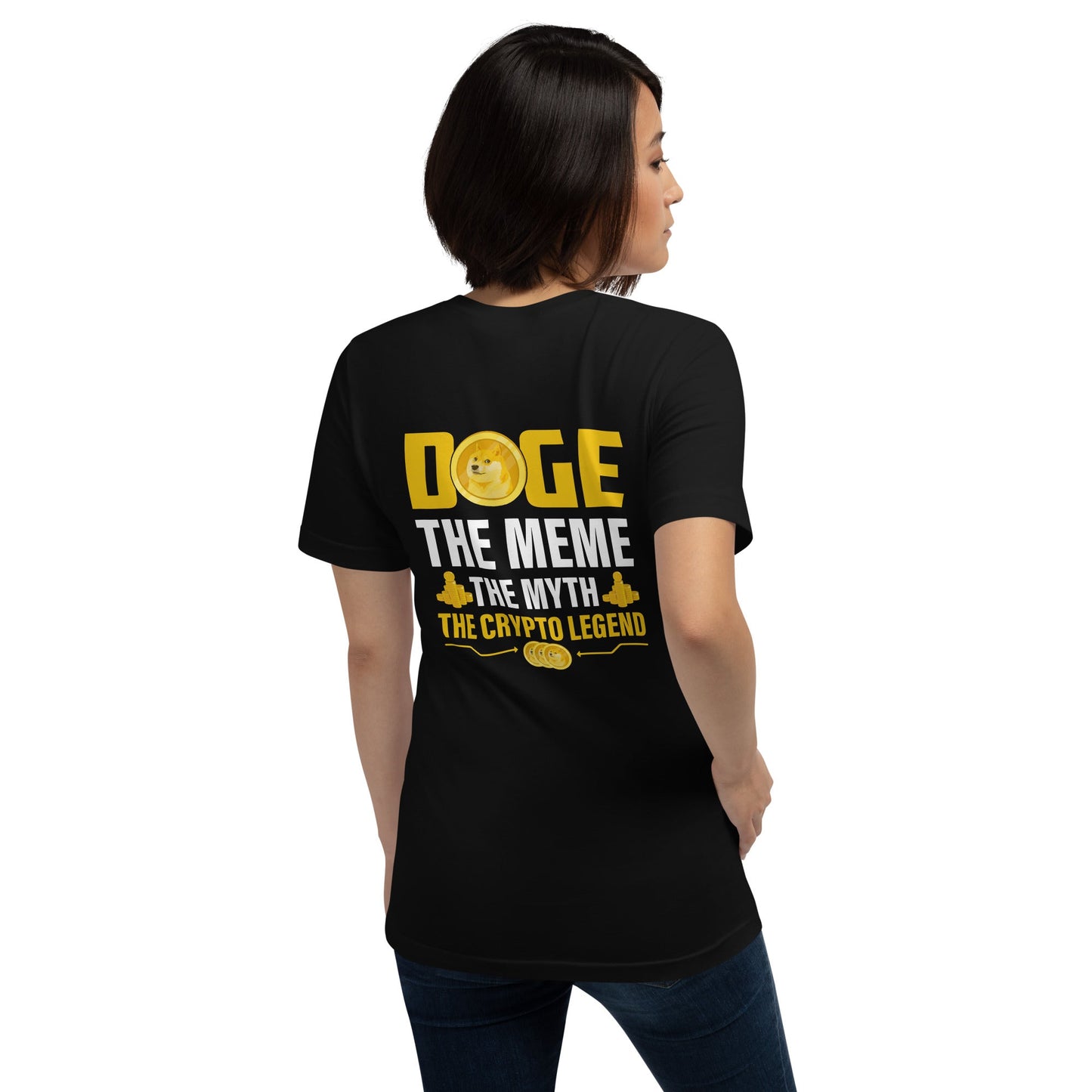 Doge the Meme, the Myth, the Crypto Legend - Unisex t-shirt ( Back Print ) by DarkByteGear