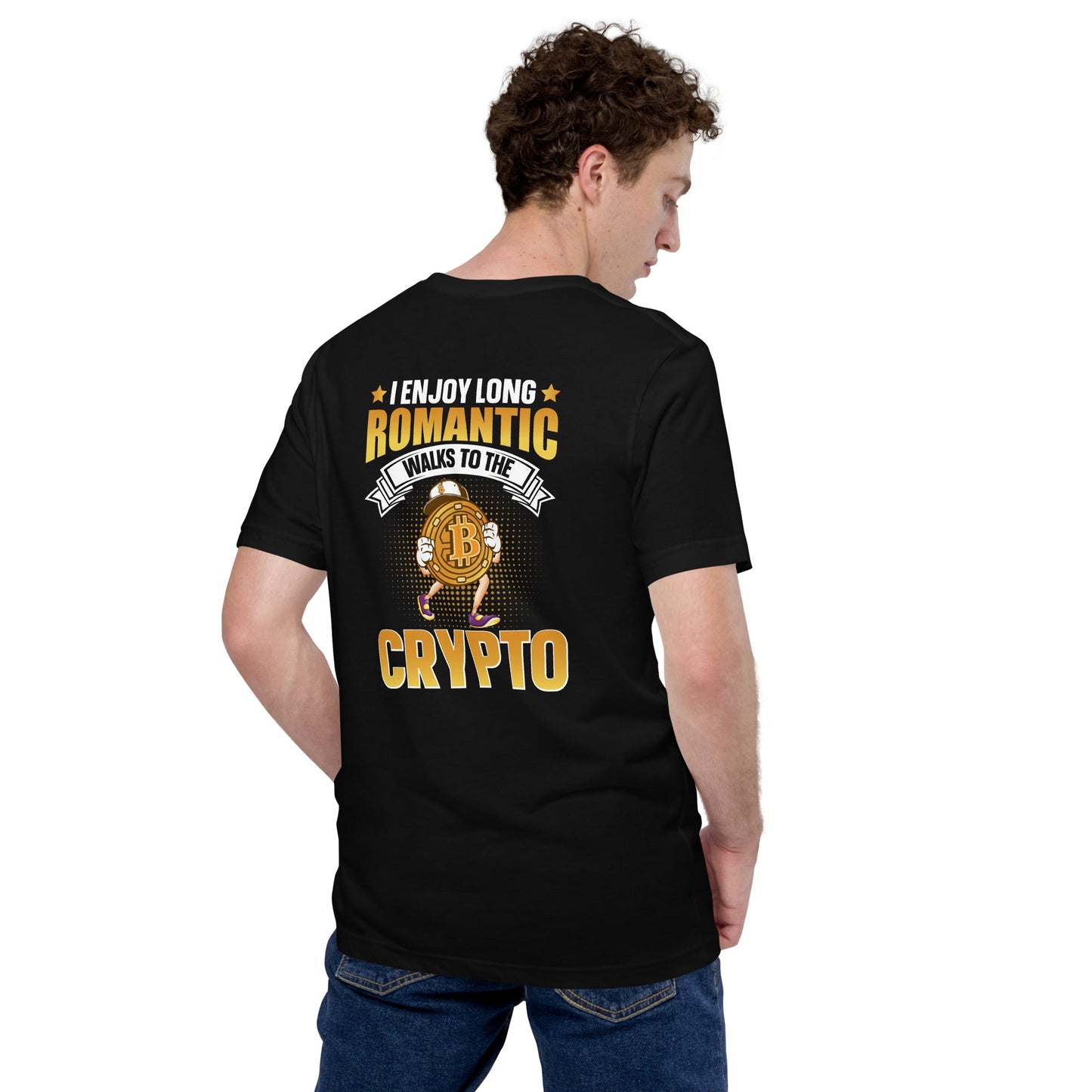 I enjoy long Romantic Walk with Crypto - Unisex t-shirt ( Back Print ) by DarkByteGear