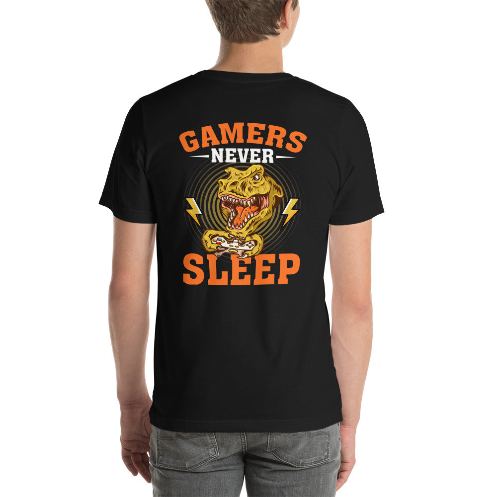 Gamers never sleep V2 - Unisex t-shirt ( Back Print ) by DarkByteGear