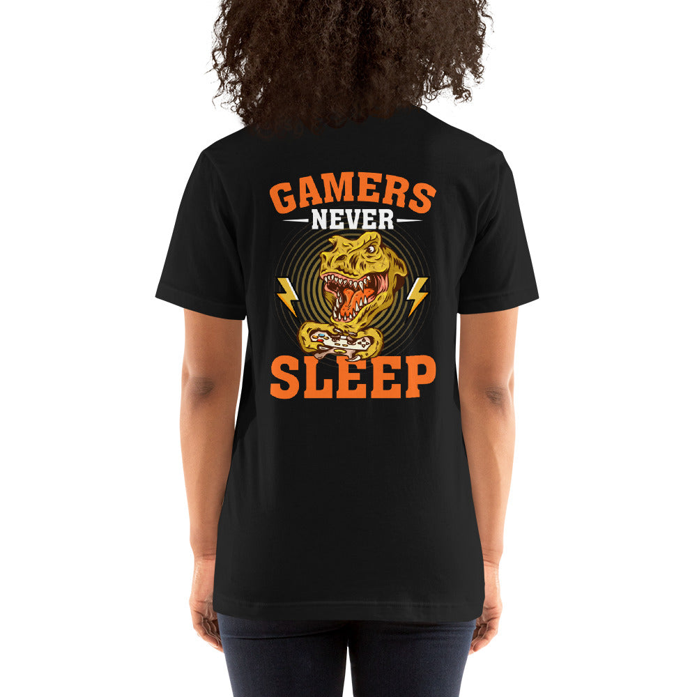 Gamers never sleep V2 - Unisex t-shirt ( Back Print ) by DarkByteGear