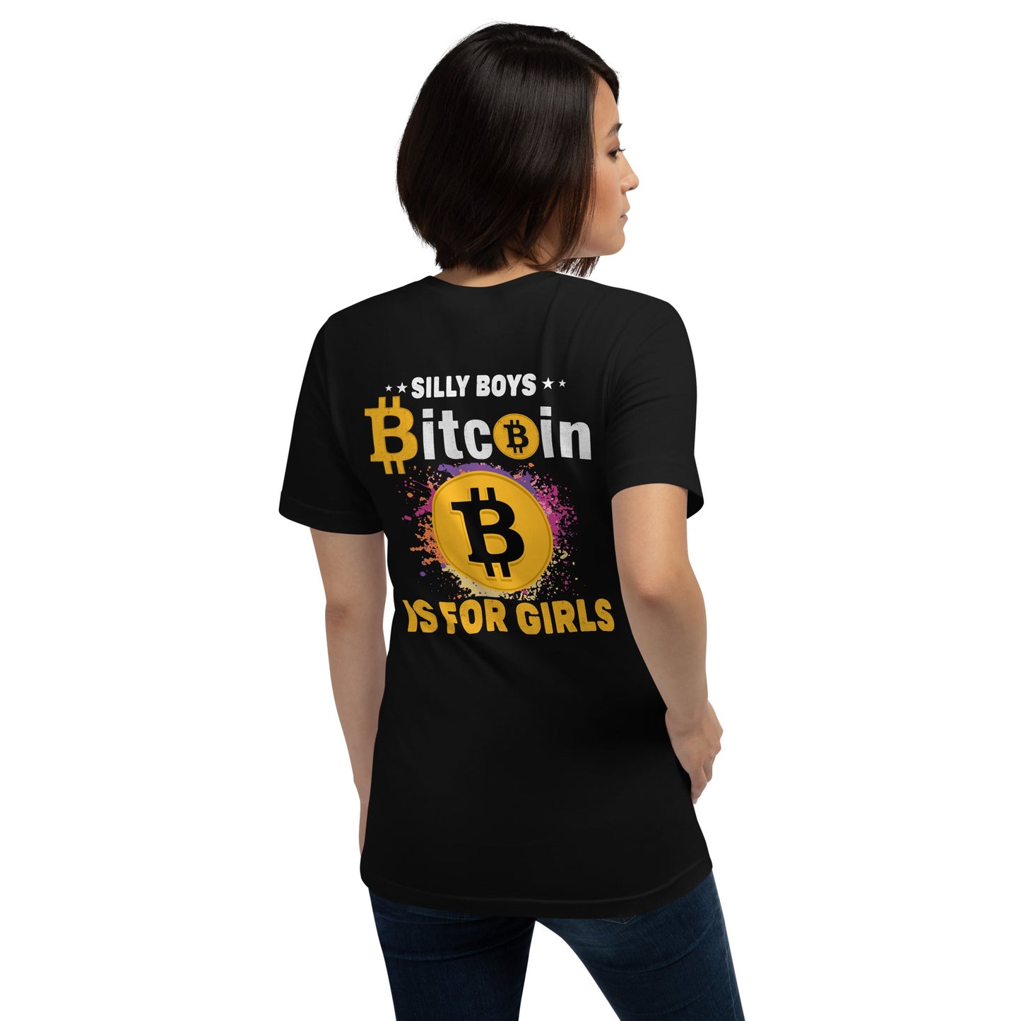 *Silly Boys* : BTC is for Girls - Unisex t-shirt ( Back Print ) by DarkByteGear
