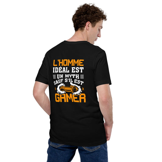 L'HOMME IDEAL EST UN MYTH SAUT SILEST GAMER - Unisex t-shirt ( Back Print ) by DarkByteGear