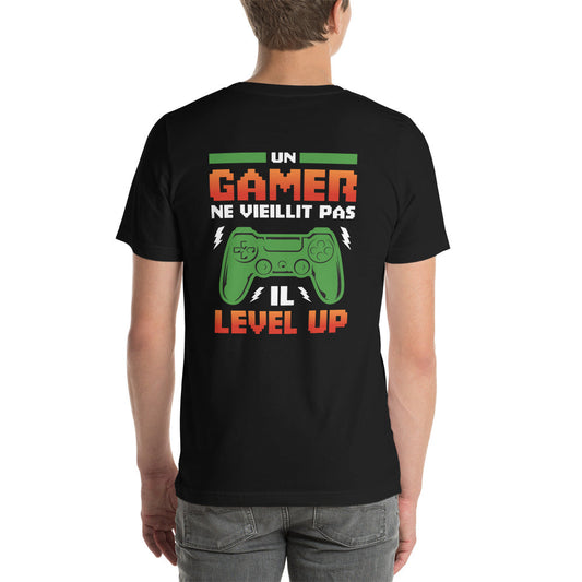 Un GAMER NE VIEILLIT PAS IL Level Up - Unisex t-shirt by DarkByteGear