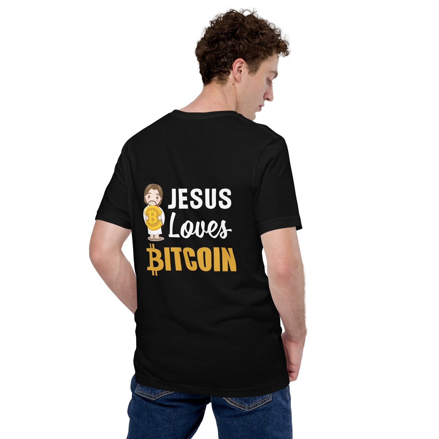 Jesus loves Bitcoin - Unisex t-shirt ( Back Print ) by DarkByteGear