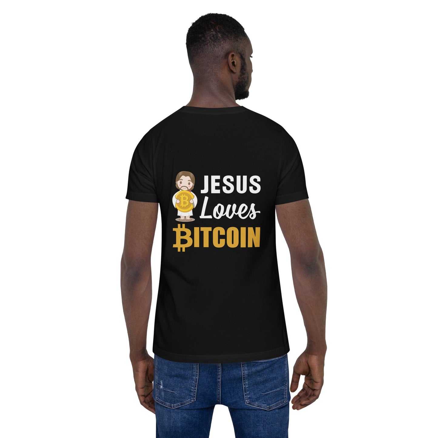 Jesus loves Bitcoin - Unisex t-shirt ( Back Print ) by DarkByteGear
