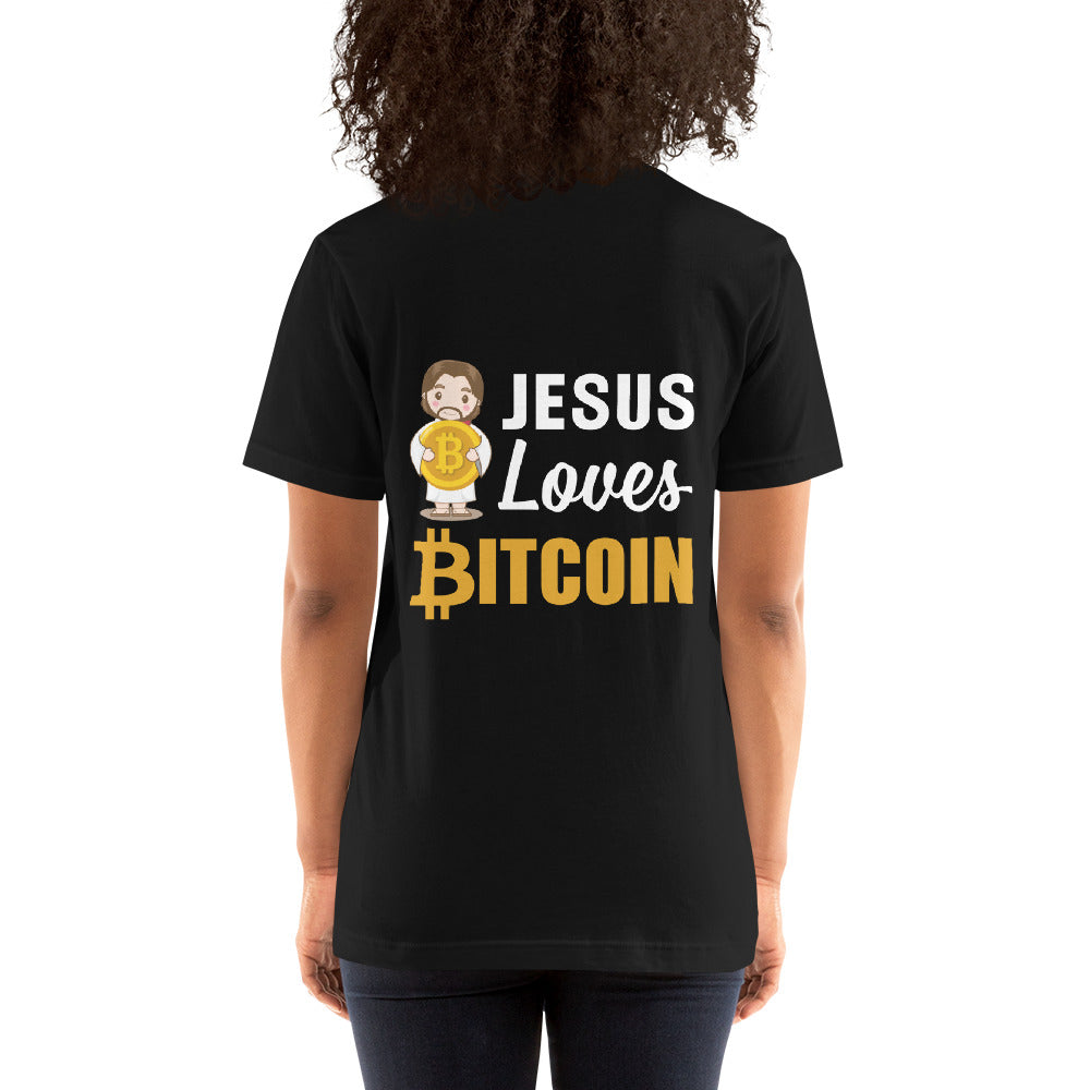 Jesus loves Bitcoin - Unisex t-shirt ( Back Print ) by DarkByteGear
