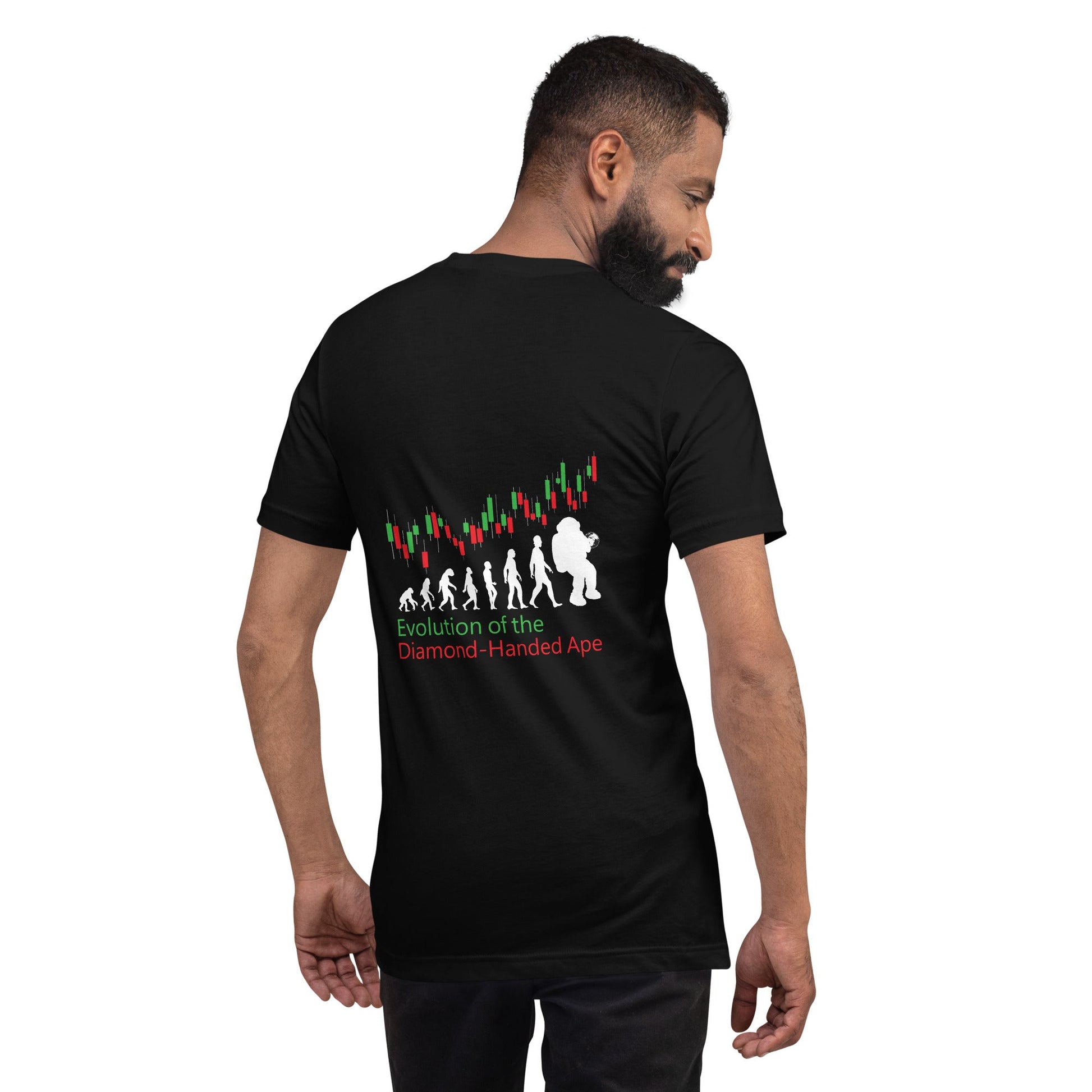 Evolution of the Diamond-handed Ape - Unisex t-shirt ( Back Print ) by DarkByteGear