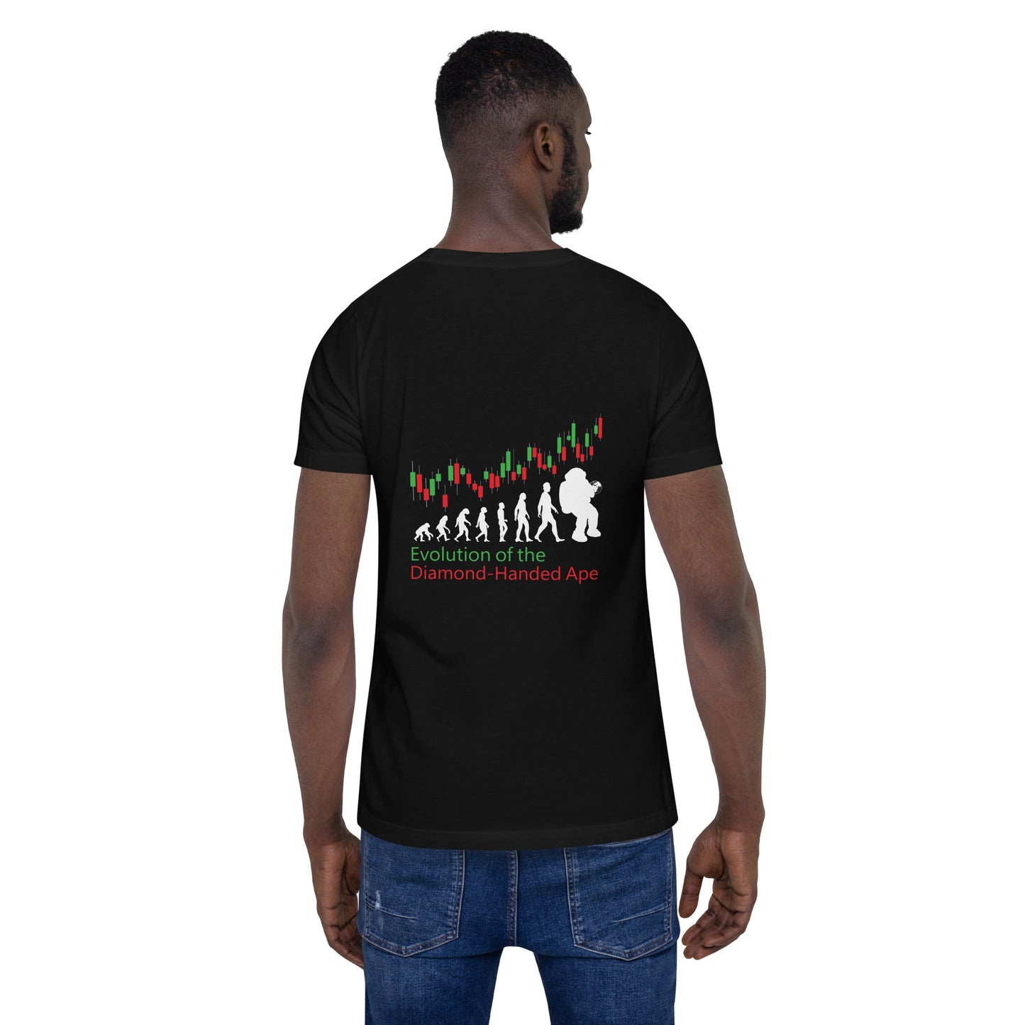 Evolution of the Diamond-handed Ape - Unisex t-shirt ( Back Print ) by DarkByteGear
