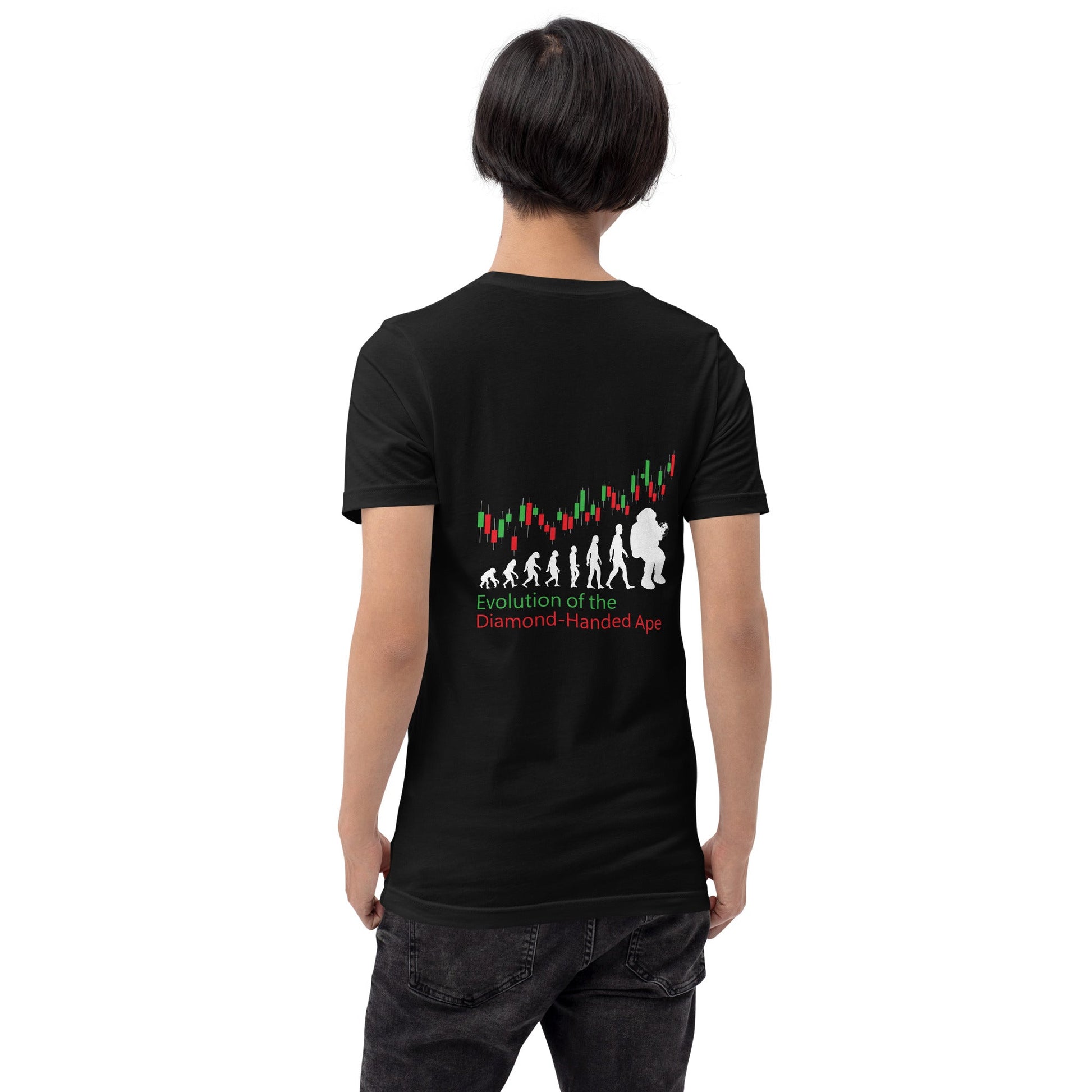 Evolution of the Diamond-handed Ape - Unisex t-shirt ( Back Print ) by DarkByteGear