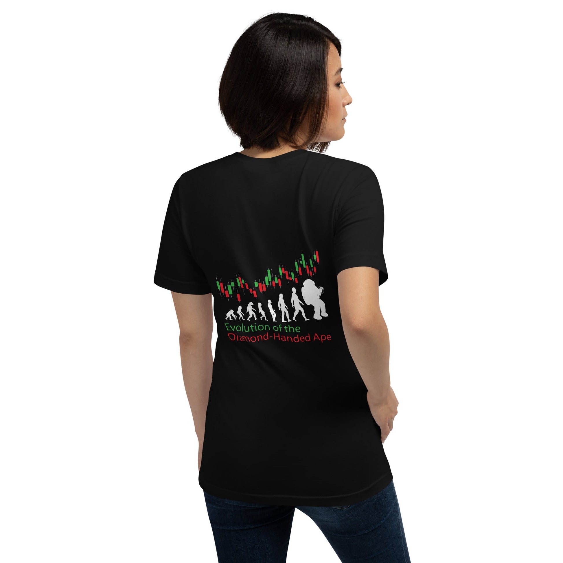 Evolution of the Diamond-handed Ape - Unisex t-shirt ( Back Print ) by DarkByteGear